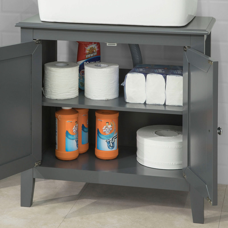 Knott 60cm Single Bathroom Vanity Base Only, Dark grey