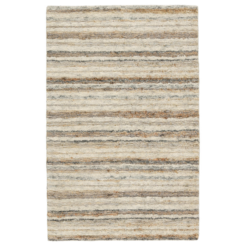 Hatha Striped Area Rug in Cream, Rectangle 9' x 12'