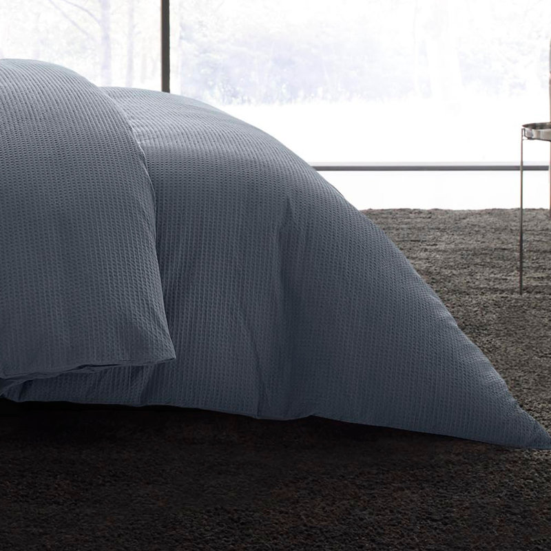 Ensemble de housse de couette en coton piqué Vera Wang, Bleu minuit, Housse de couette très grand et 2 très grandes t