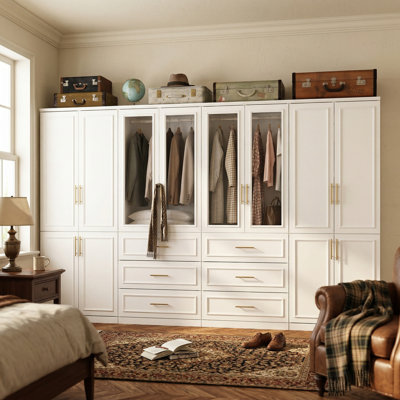 Hayde Manufactured Wood Armoire with Shelves and Hanging Rods