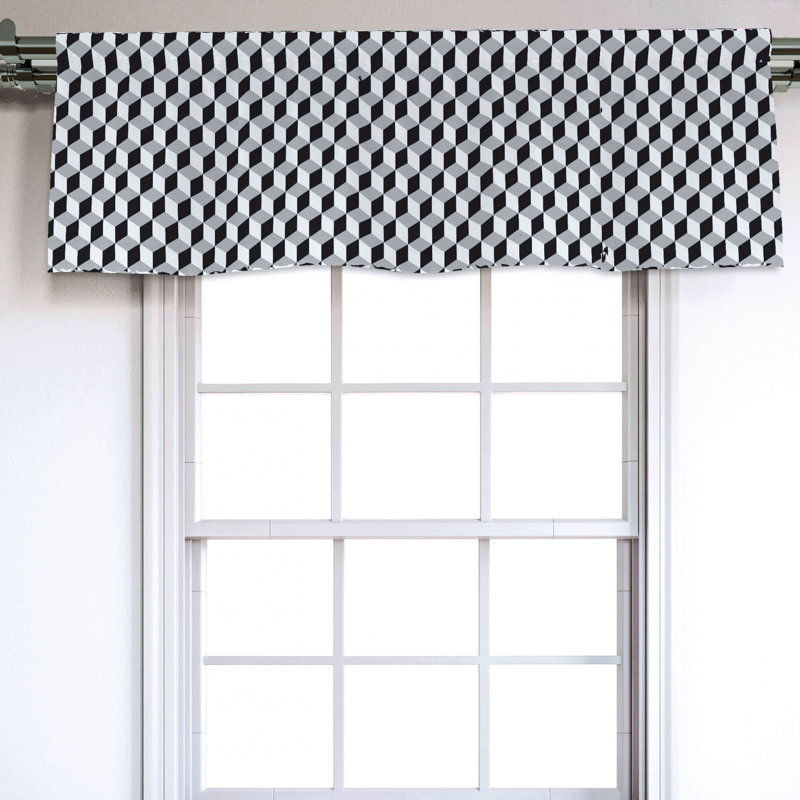 Sateen Geometric Ruffled Window Valance