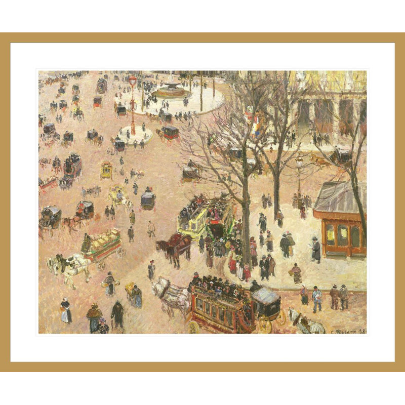 «Place du Theatre Francais» par Camille Pissarro, impression giclée sur cadre, H 33,5 po x l 39,95 po