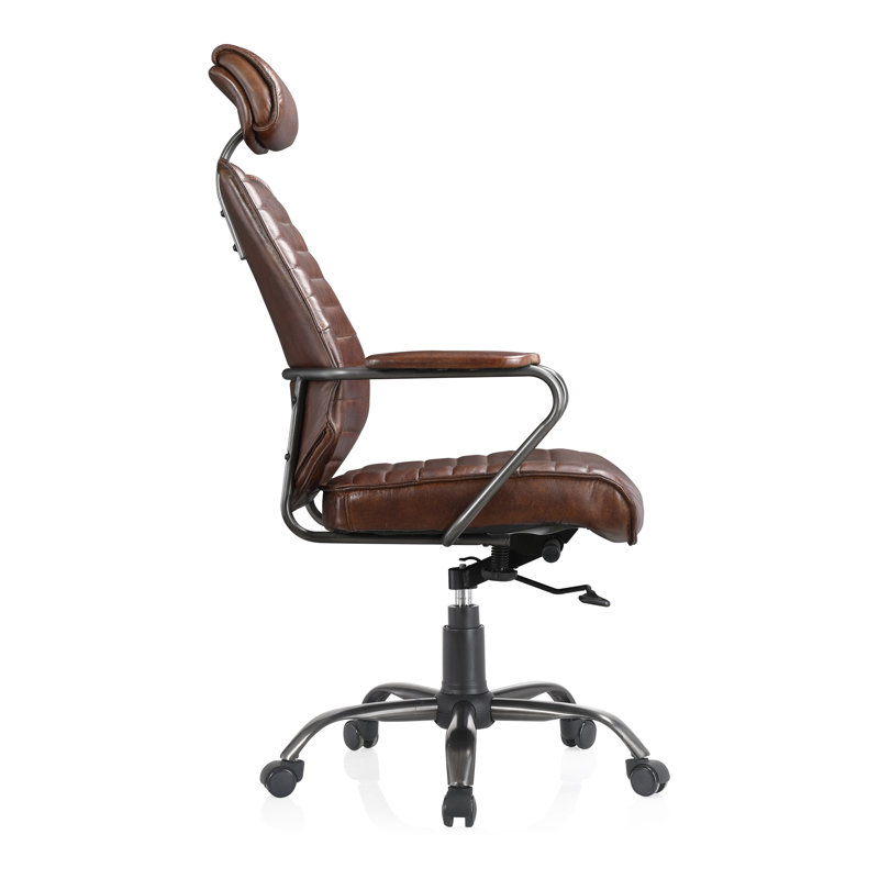 Genuine Leather Executive Chair, Brown Genuine Leather