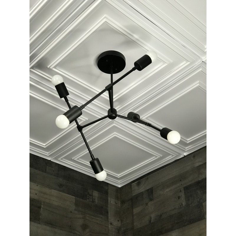 Mylene 6 - Light Dimmable Sputnik Modern Linear Chandelier, Matte Black