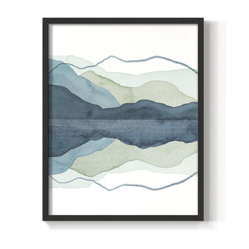 Reproduction encadrée de glaçons I - bois massif, Cadre simple noir, H 14 po x l 11 po