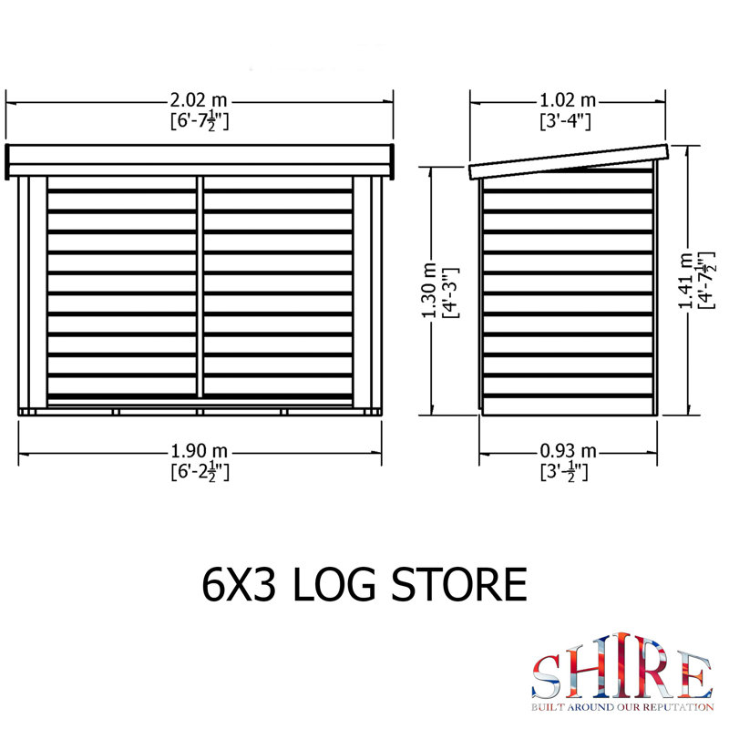 202cm W x 102cm D Wood Log Store