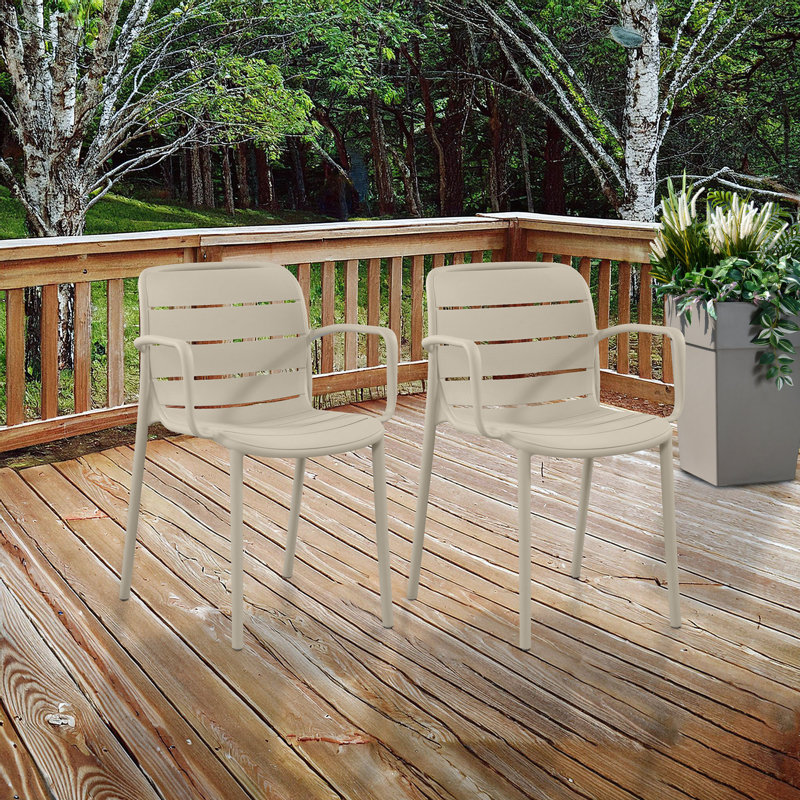Ensemble de 2 fauteuils empilables en plastique recyclé Patioflare Plus