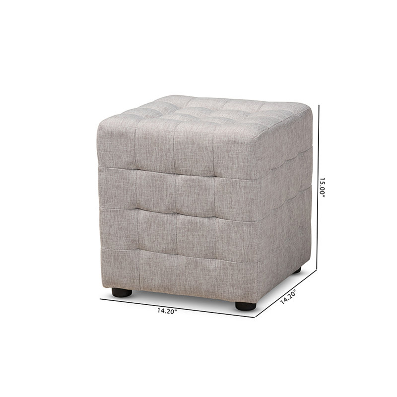 Burna Upholstered Ottoman, Grayish Beige