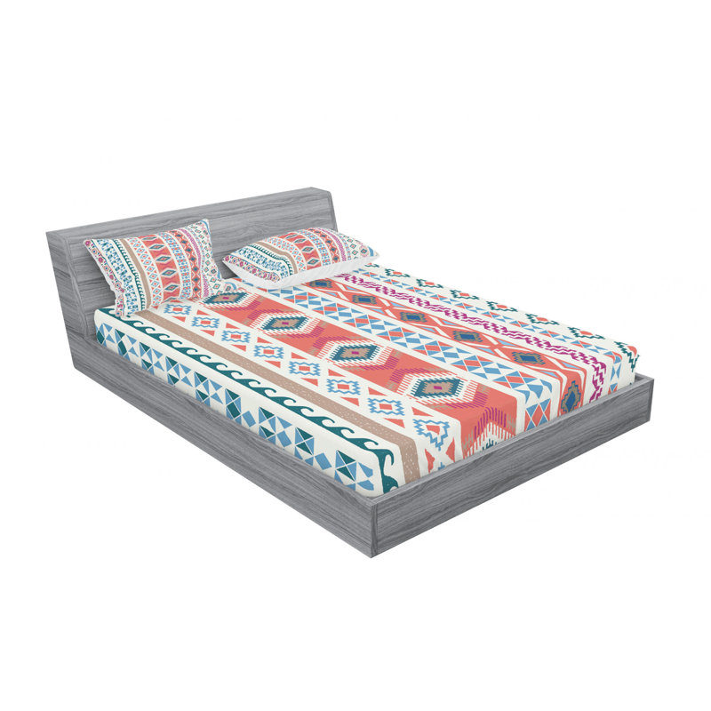 Ensemble de draps à motif géométrique Motifs, Ensemble de drap pour grand lit avec drap-housse