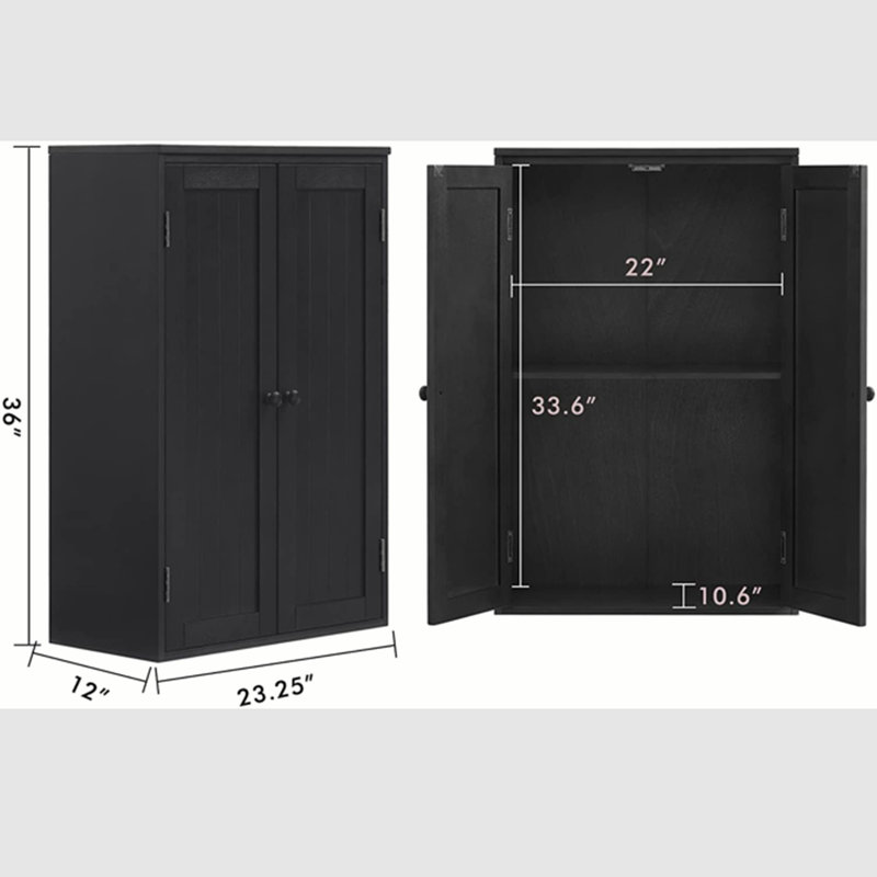 Armoire de rangement de salle de bain autoportante, Noir