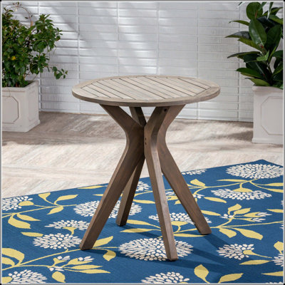 Table d'appoint d'extérieur en bois d'acacia gris Stamford - hauteur de 30 po, pieds en X