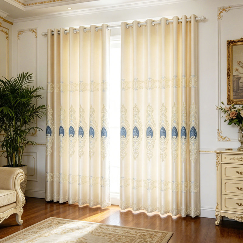 2Pcs European-Style Curtains - Luxury, Elegant And Grand. Suitable For Living Rooms, Bedrooms And Villas. Simple, Modern, Embroidered, Blackout Finished Products.