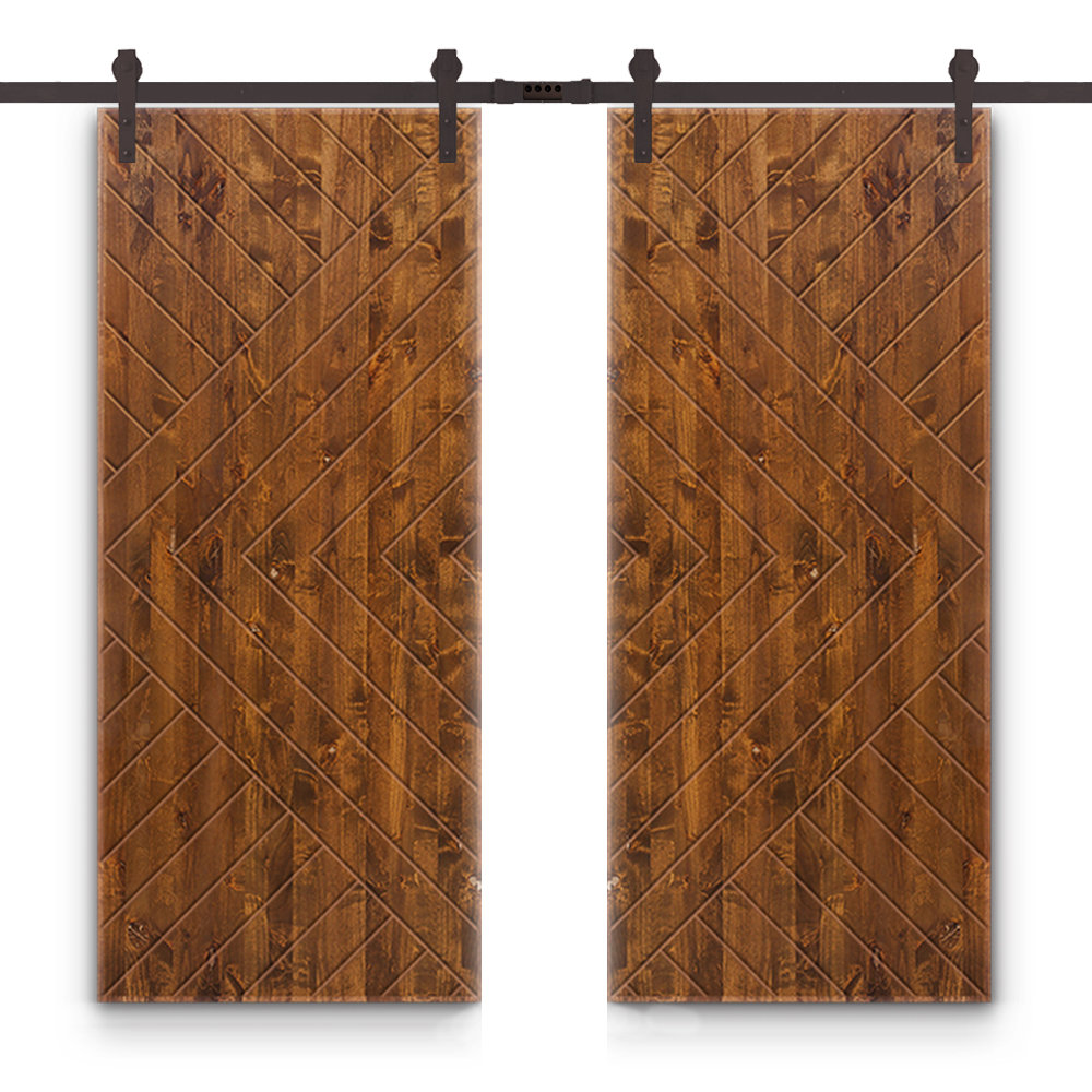 84'' Hollow Paneled Painted with Installation Hardware Kit Barn Door Calhome