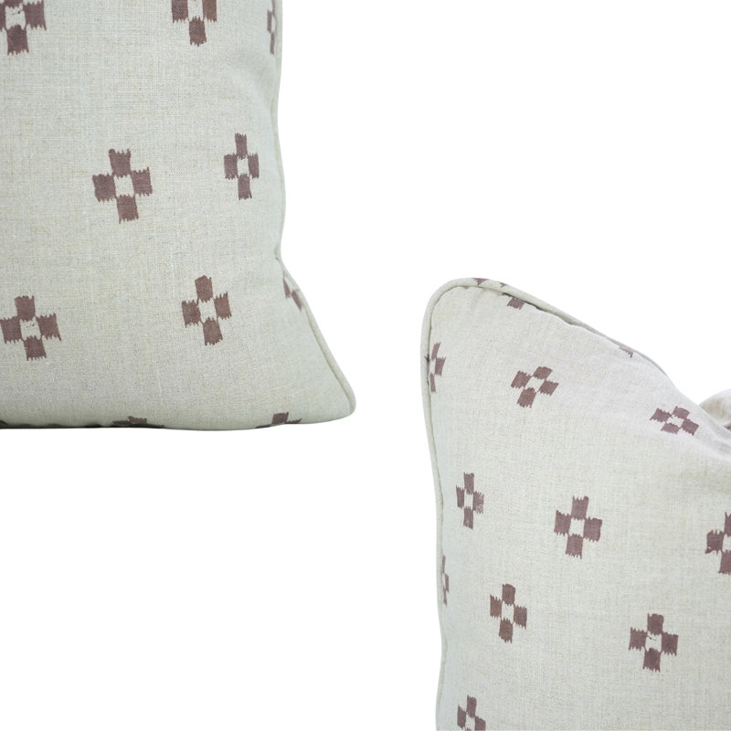 Coussin en lin fabriqué à la main de première qualité à motif de passepoil pour divan Fab Fabine - Barfi, Carré 24 po