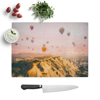 Glass Hot Air Balloon Ride Chopping Board