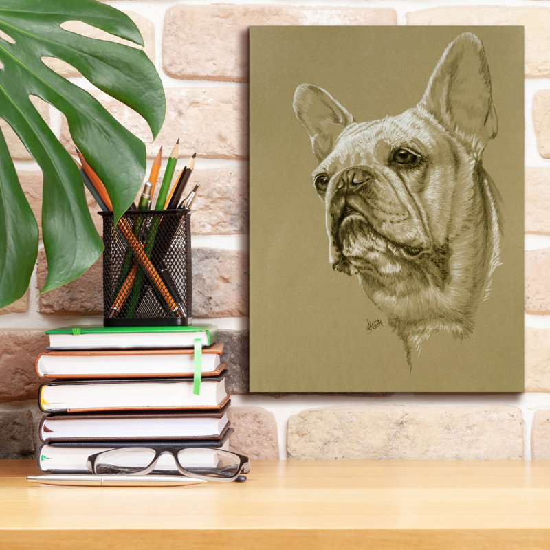 Bouledogue français sur toile par Barbara Keith, H 16 po x l 12 po x P 0,75 po