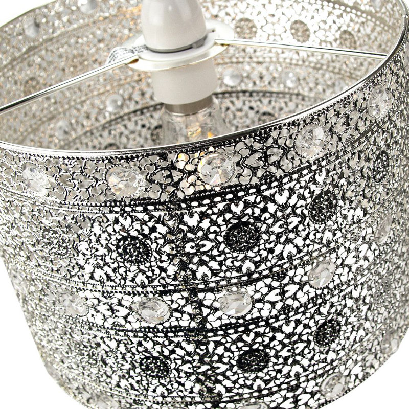 Antique Acrylic Gem Moroccan Style Chandelier Pendant Light Shade Fitting, 17cm H x 24cm W x 24cm D, Silver
