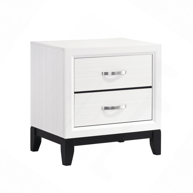 Table de chevet 2 tiroirs en bois d'hévéa
