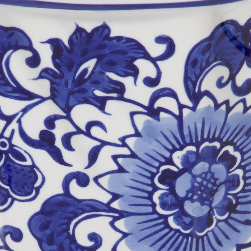 Ensemble de 2 pots à fleurs en céramique Bethony, bleu et blanc, élégant et décoratif, H 8 po x l 8 po x P 8 po, Blue