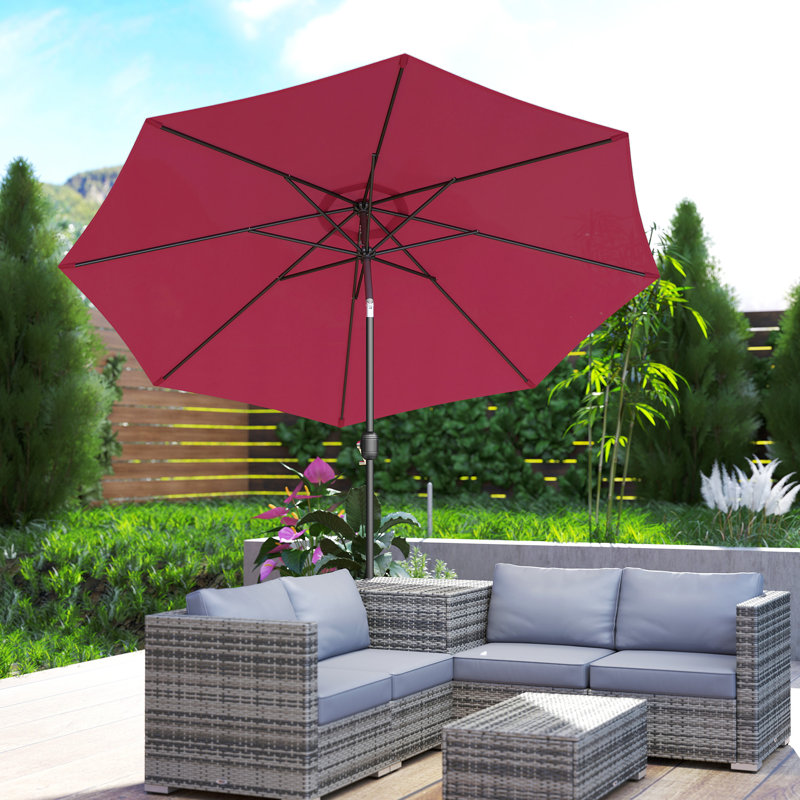 Parasol de marché rond 9,8 pi Kingsdown, Rouge vin