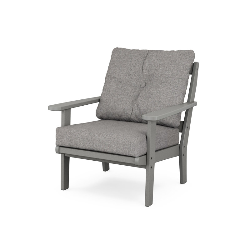 Chaise à assise profonde Lakeside Mission, Toile de jute sable, Teck