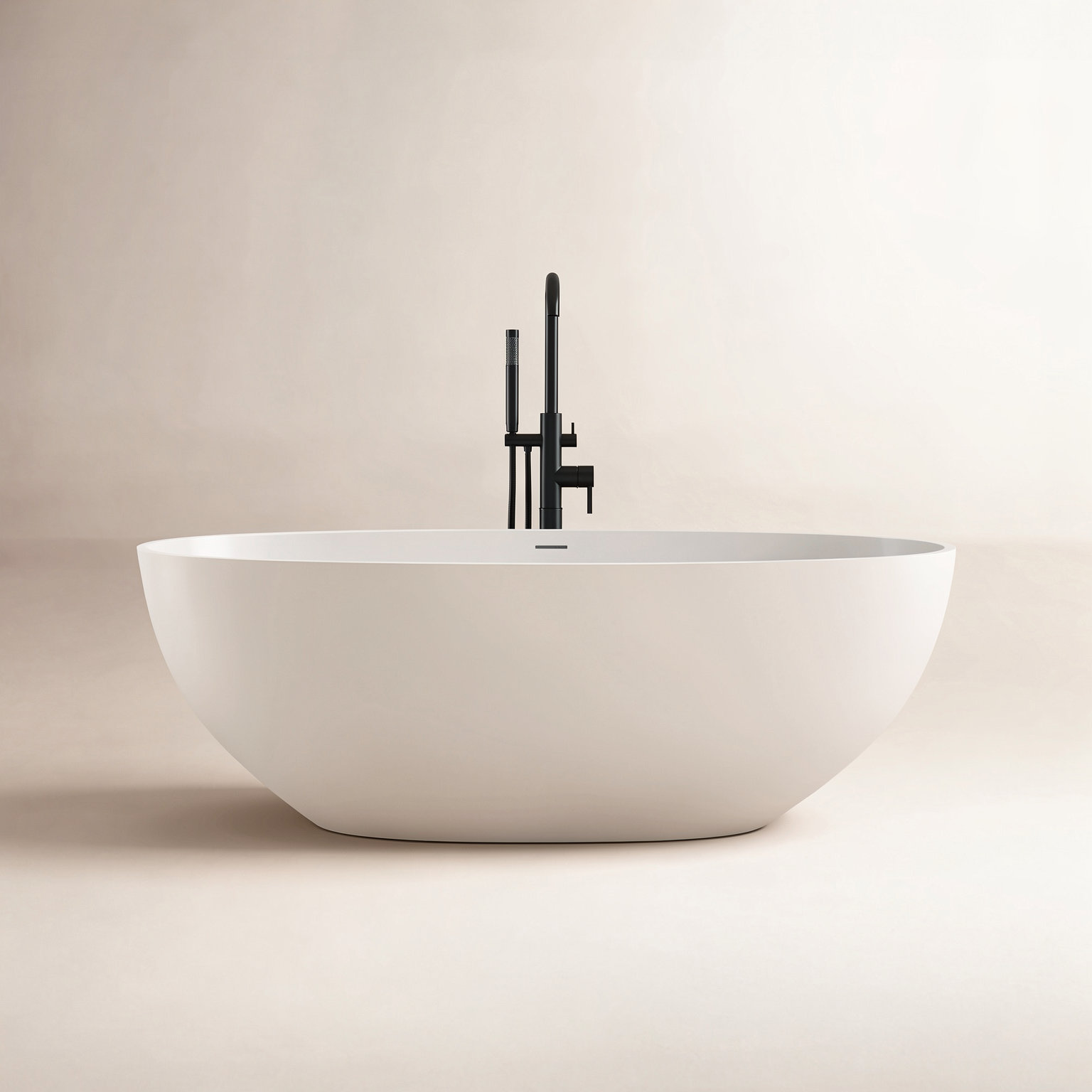 Forma 61" Solid Surface Soaking Bathtub, Light Gray