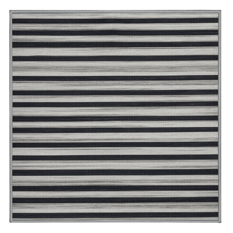 Washable Light Gray Dark Gray Striped Area Rug, Square 5'
