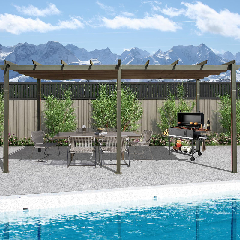 Pergola rétractable d'extérieur 11 x 20 pi avec abri de jardin en aluminium résistant aux intempéries