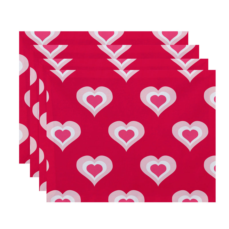 Valentine's Day Polyester Abstract Square Placemat, Fuchsia