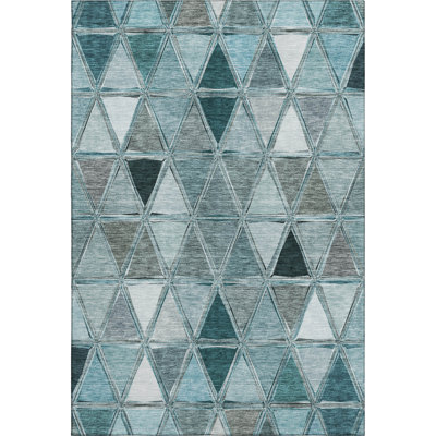Premium Machine Washable Prisco Teal Rug