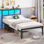 Bed Frame with Power Strip & LED Lights, Metal Platform Beds with Headboard, Stable and Sturdy, No Box Spring Needed-129473226