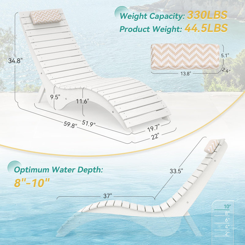 Ensemble de 2 chaises longues pour piscine, White