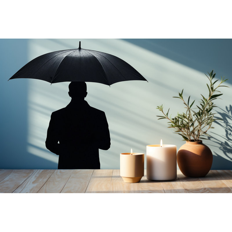 Autocollant parapluie homme, autocollant de vue arrière, Silhouette, art mural, autocollant, décoration moderne, murale minimaliste, 154 g