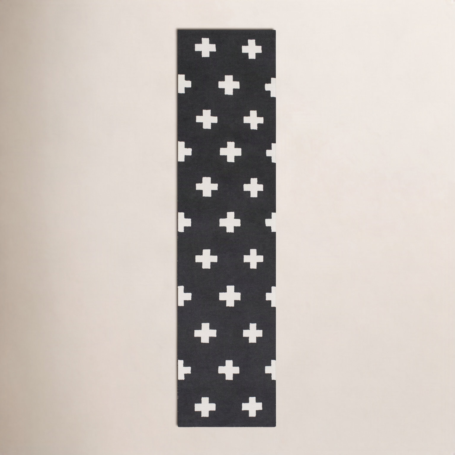 Cavan Black Hand-Tufted Geometric Wool Rug, Runner 2'3" x 10'