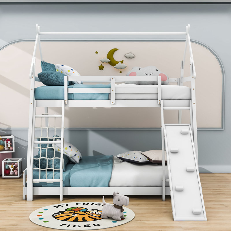 Knarr Twin over Queen Standard Bunk Bed by Harper Orchard, White