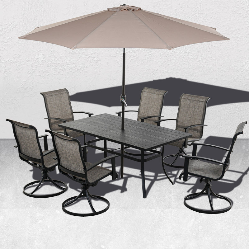 Errik 6 - Person Trestle Dining Set, Mixed Coffee