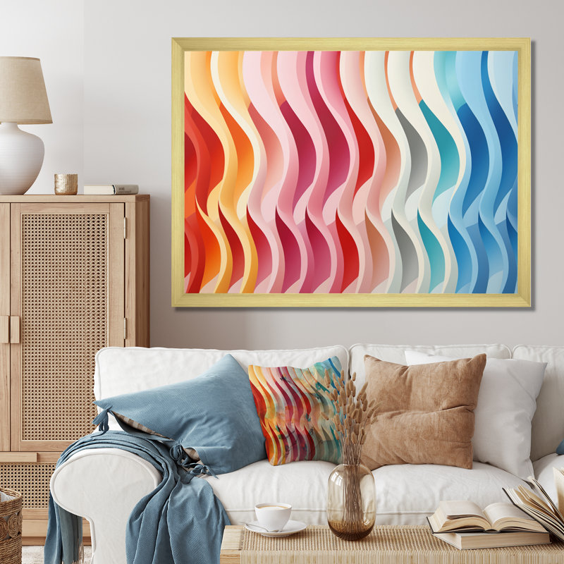" Opt Straight Line Delirum III ", 24" H x 32" W x 1" D, Gold Picture Framed