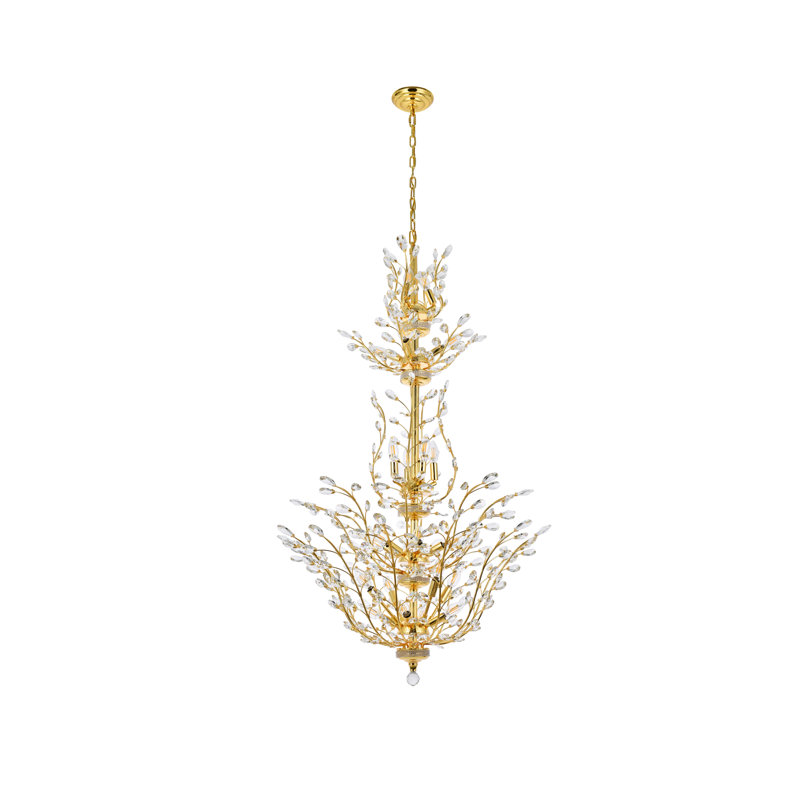 Lustre classique / traditionnel à 25 lumières de style bougie Stever, Coupe royale, Or