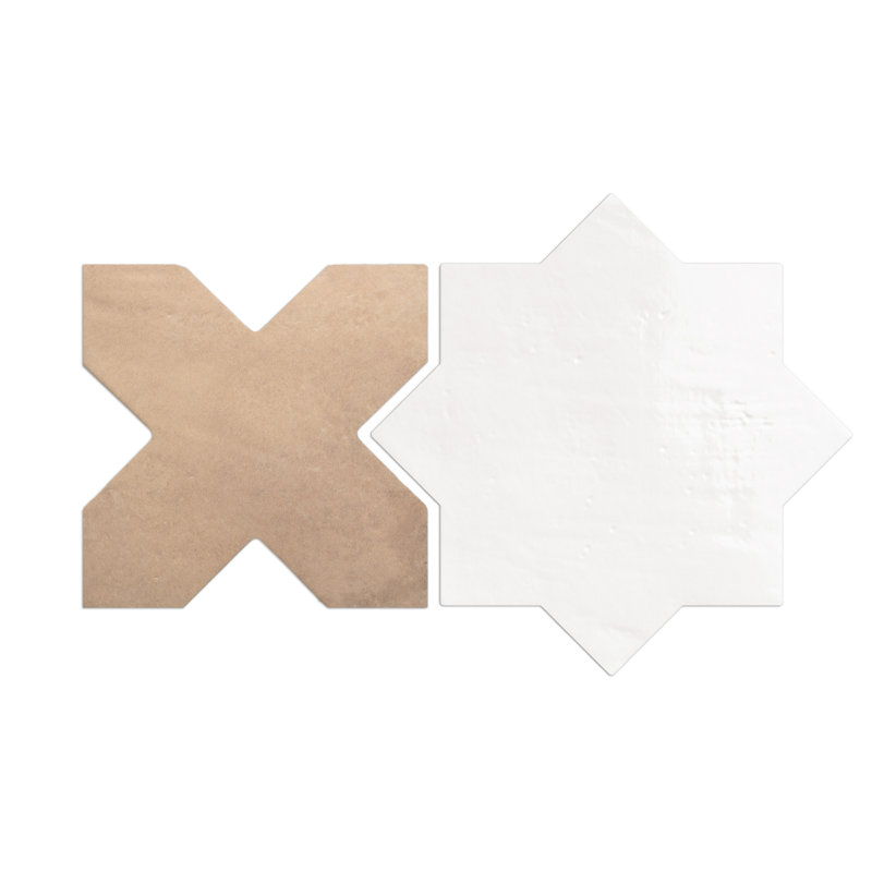 Argile Star with Cross 7 In. X 14 In. Porcelain Floor And Wall Tile Kit, Beige/Brown