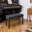 Duet Piano Chair With Faux Leather Upholstery And Stable Wooden Base - Black Construction In
