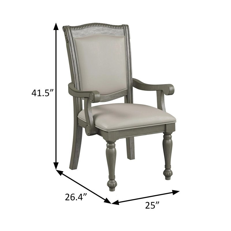 Chaise avec accoudoirs transitionnels l 25 po (2 / RTC), gris, Gris, Argent argent