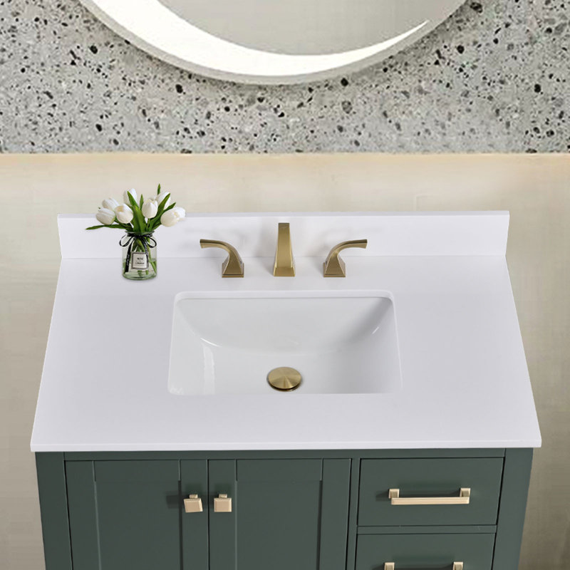 36'' Engineered Stone Single Bathroom Vanity Top with Sink