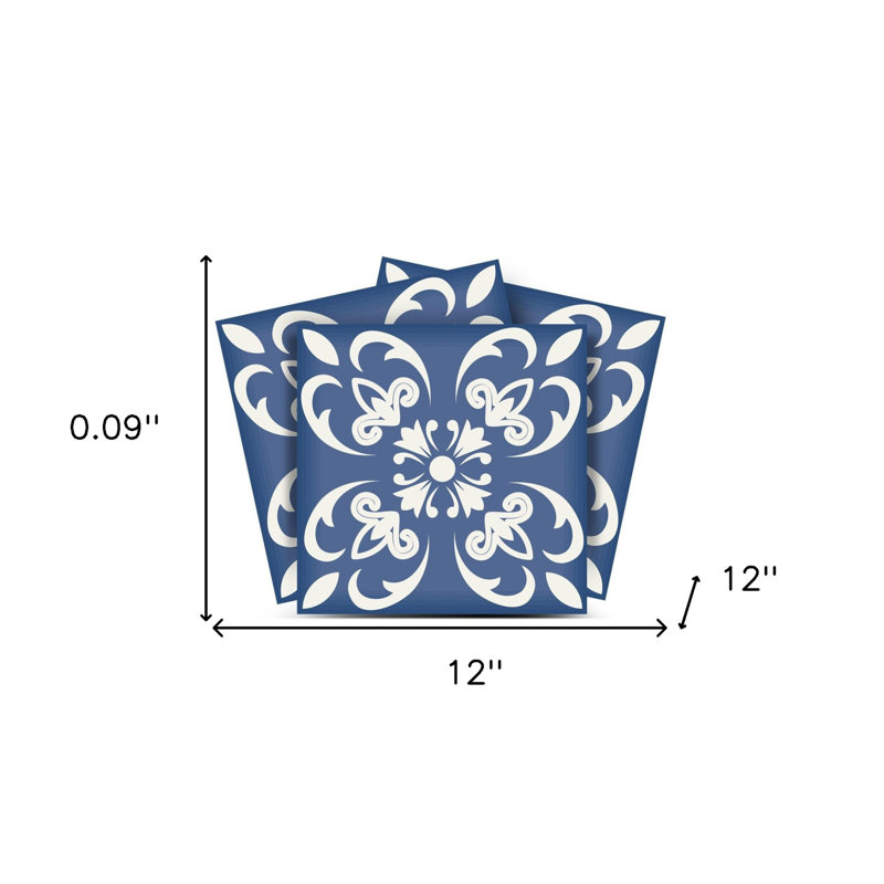 Carreaux amovibles adhésifs bleus et blancs 12 po x 12 po Wedgwood