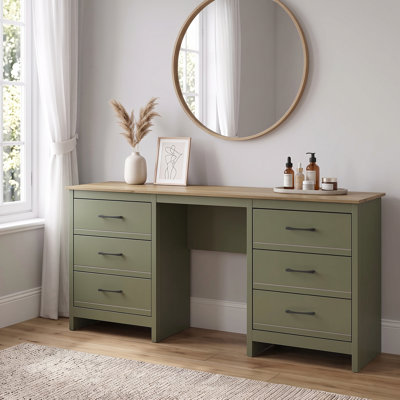 Limestone Wide 6 Drawer Dressing Table