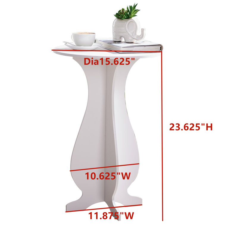 Kaimerry Round Pedestal Wood End Table with Classic White Finish – Versatile Compact Side Table or Plant Stand for Living Room, Bedroom, or Hallway Décor