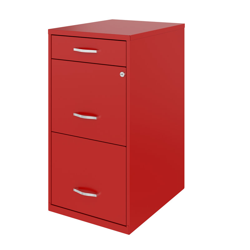 Maegan 3 Drawer Letter Width Vertical Home and Small Office Premiere File Cabinet with Pencil Drawer, Lava Red