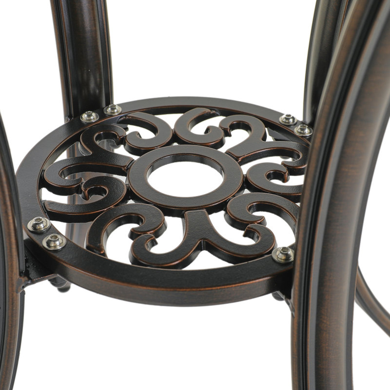 Bronze Round Cast Aluminum Outdoor Dining Table with Ceramic Top