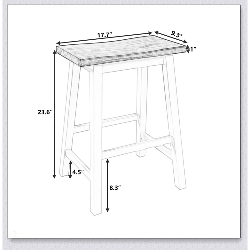 Tabourets de cuisine en bois à hauteur de comptoir 2 pièces Farmhouse Rustic pour petits espaces, peu encombrants et élégants