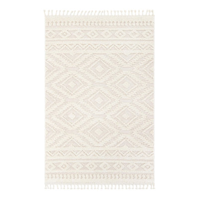 Jennylynn Geometric Machine Woven Polyester Area Rug in Ivory