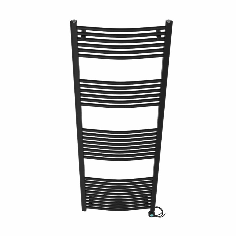 Curved Towel Rail Heated Towel Rails, Black, 180cm H x 60cm W x 5.6cm D